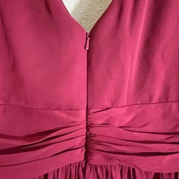 Dessy Collection Draped Chiffon Maxi Slit Dress Size 14 Burgundy Style 2894 NEW - Picture 9 of 12